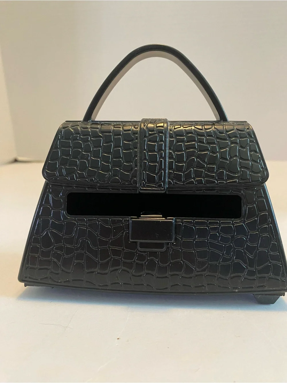Post it Notes Black Purse Holder Dispenser for Desk 3.5” X 3.5” For Notes